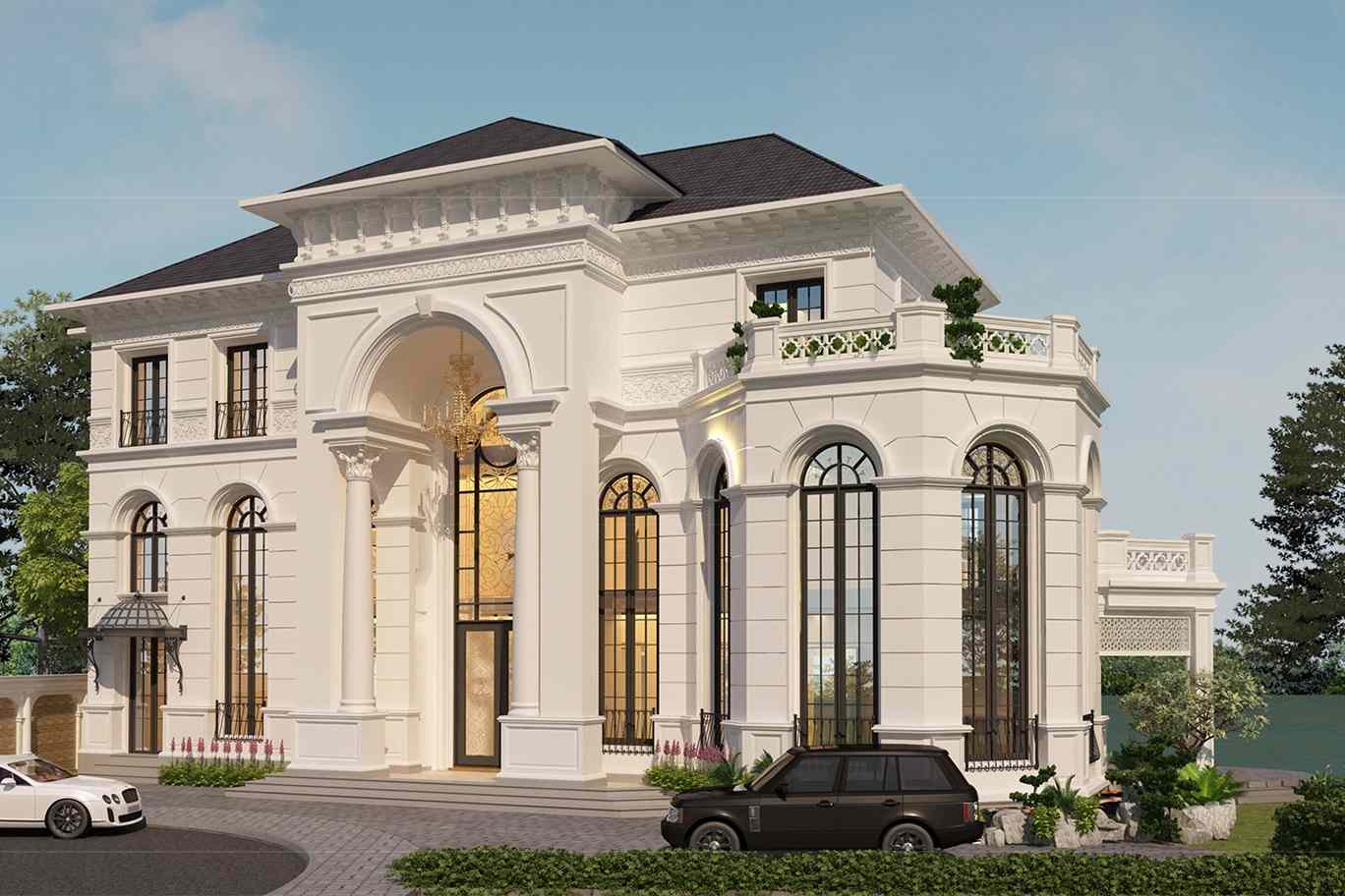 KONIG aluminum glass doors in neoclassical villas Vinhomes Riverside Long Bien – Hanoi